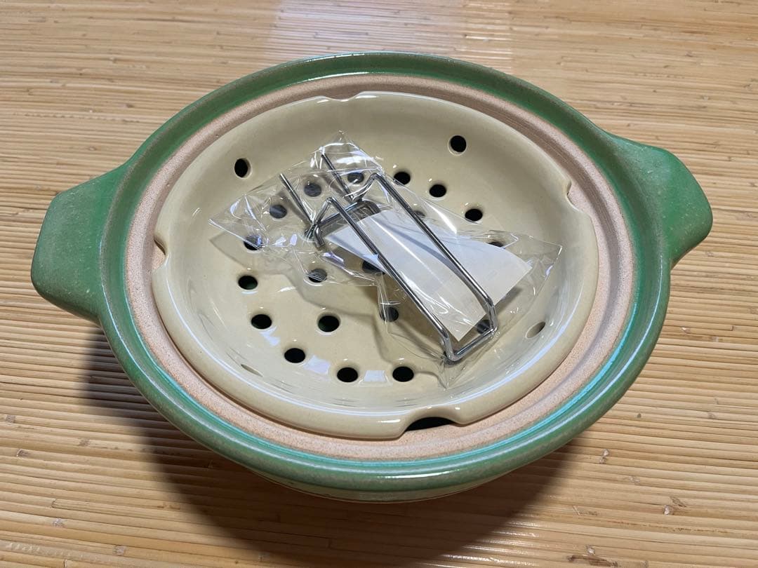 長谷園　メロン色　蒸し鍋　土鍋　新品未使用