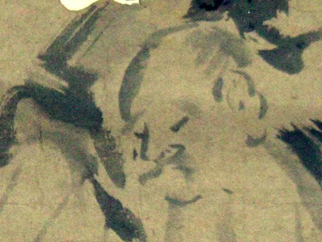 ♥【模写】　 狩野探山　 掛け軸　　ジャンク扱い　狩野派　骨董　古玩