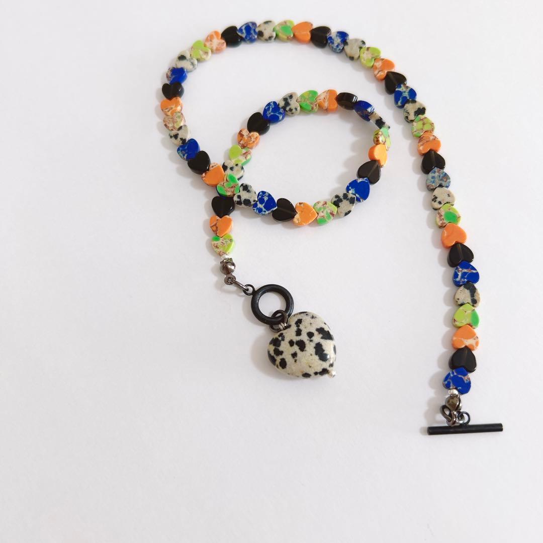 no.451／a'moureveビーズネックレス　ハンドメイド　マンテル　古着