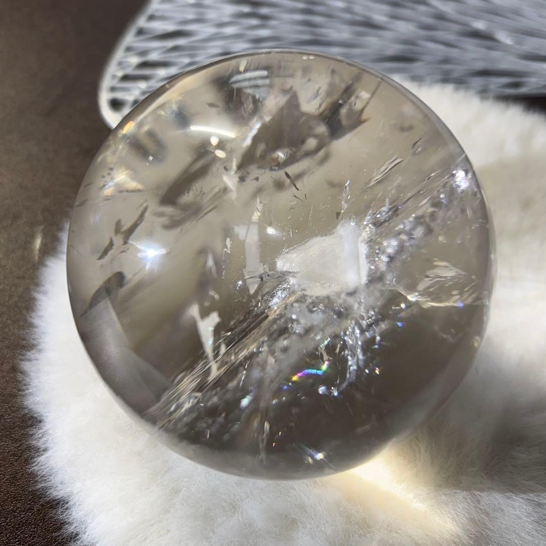 高品質 天然石 60.８mmクォーツインクォーツ スフィア 鉱物イン水晶 大
