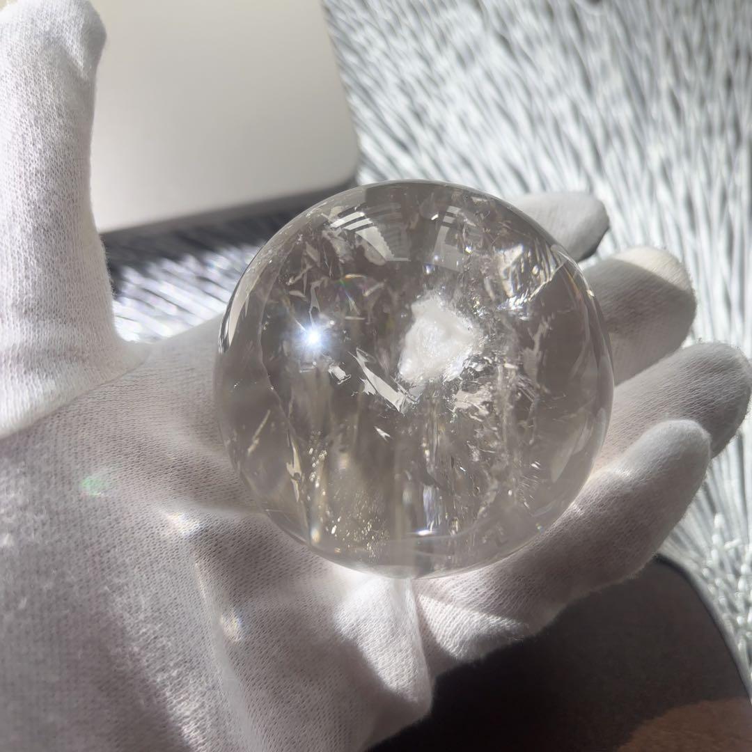 高品質 天然石 60.８mmクォーツインクォーツ スフィア 鉱物イン水晶 大