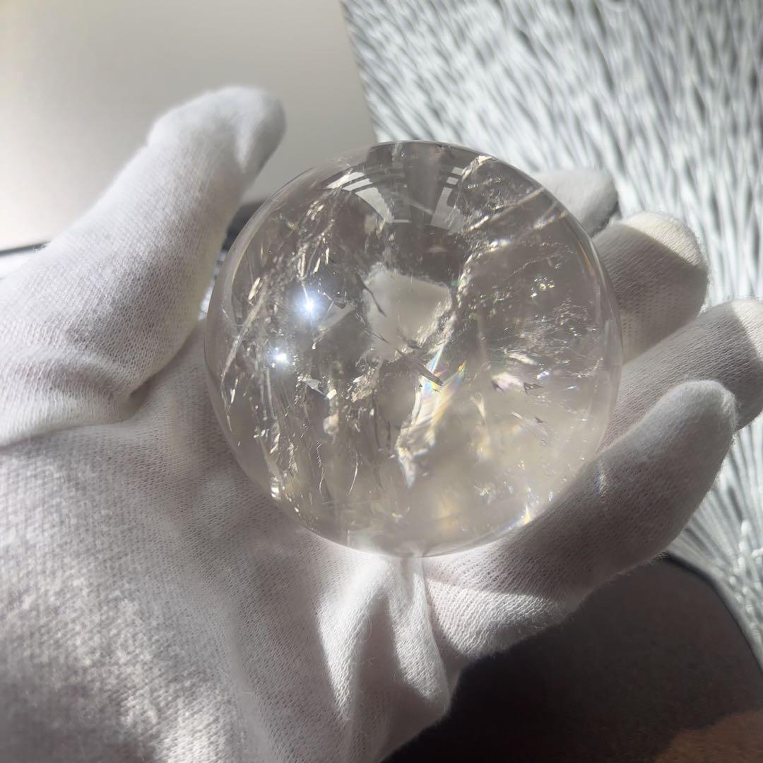 高品質 天然石 60.８mmクォーツインクォーツ スフィア 鉱物イン水晶 大