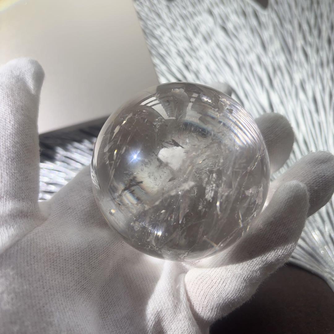 高品質 天然石 60.８mmクォーツインクォーツ スフィア 鉱物イン水晶 大