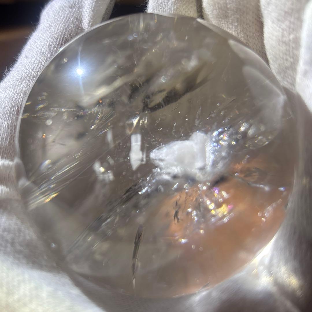 高品質 天然石 60.８mmクォーツインクォーツ スフィア 鉱物イン水晶 大