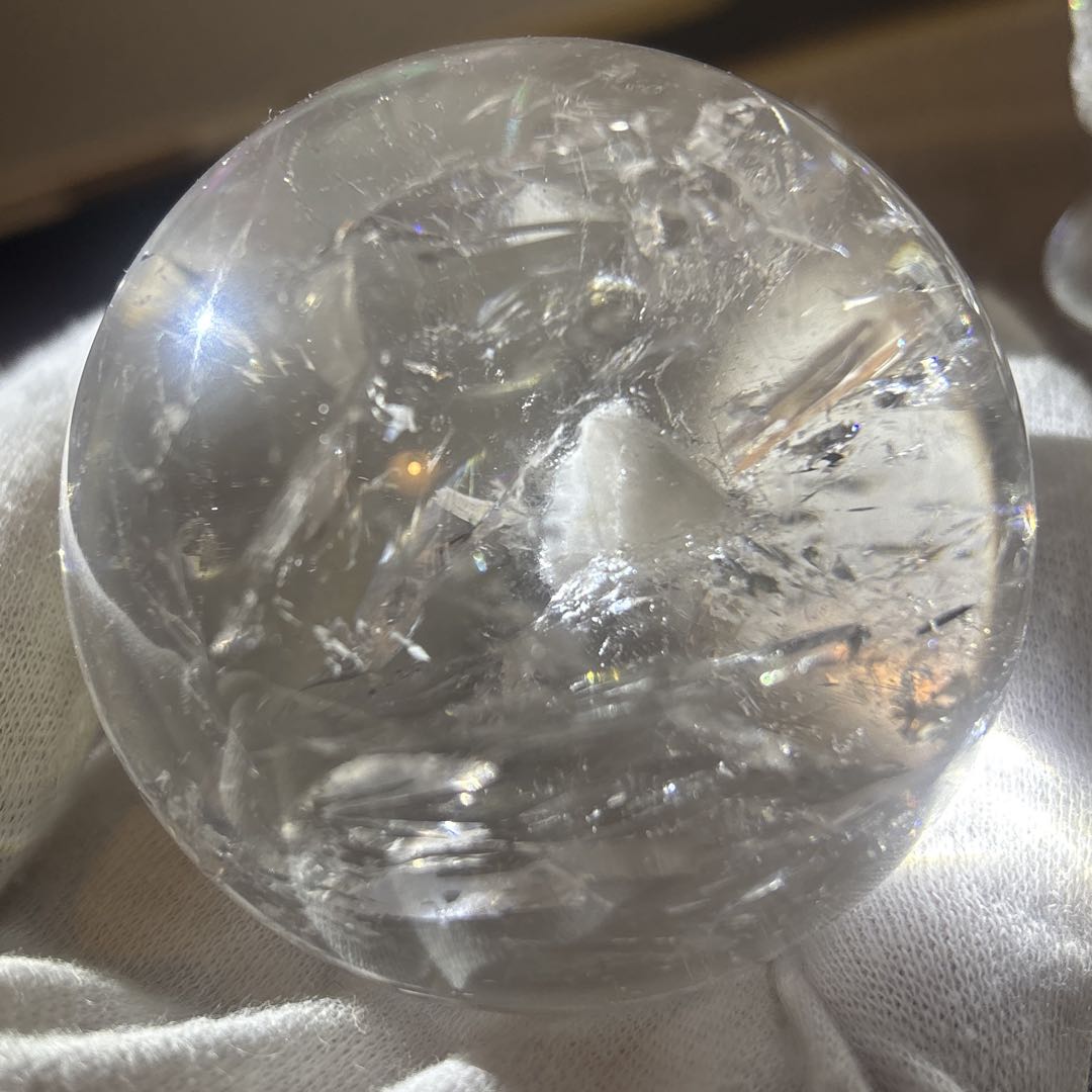 高品質 天然石 60.８mmクォーツインクォーツ スフィア 鉱物イン水晶 大