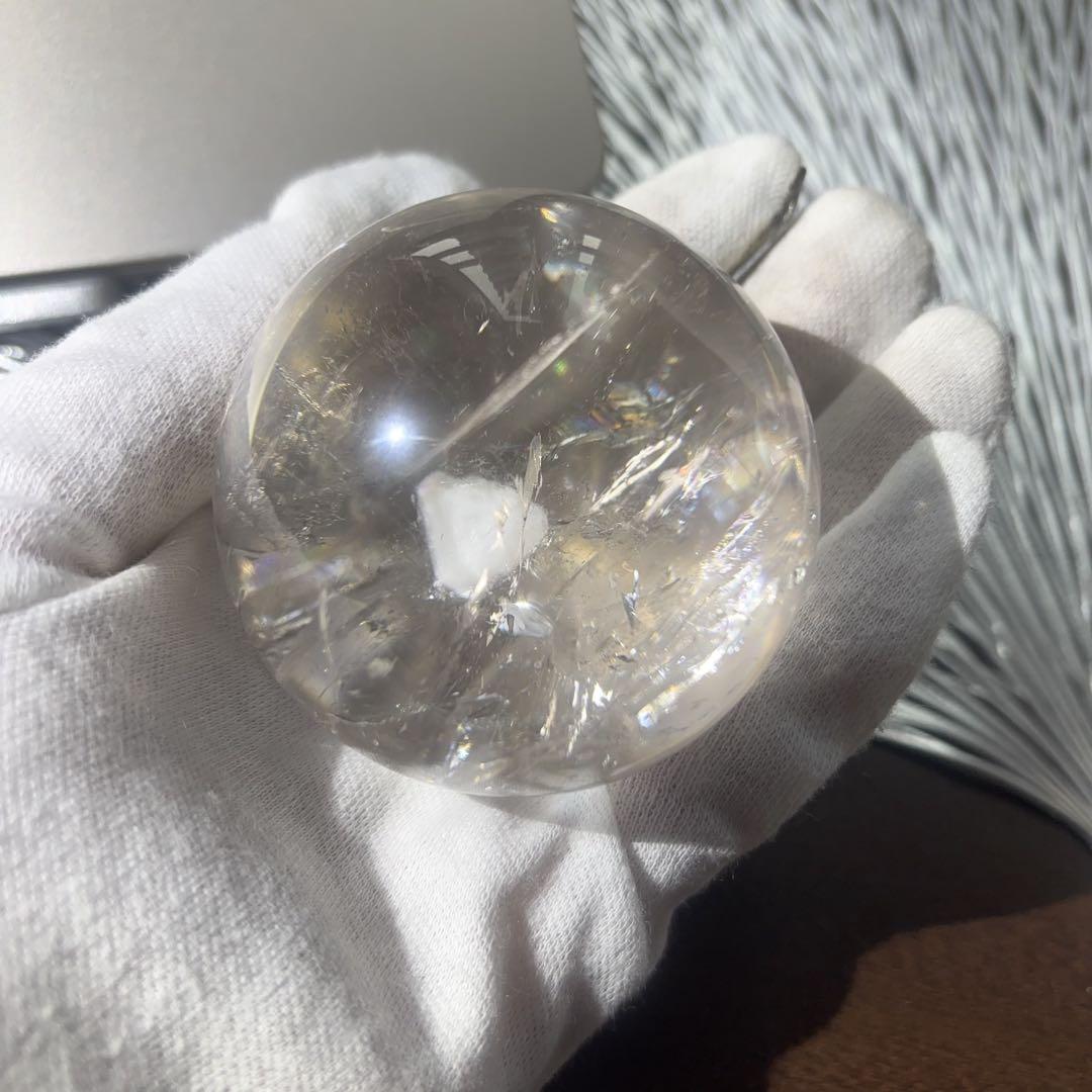 高品質 天然石 60.８mmクォーツインクォーツ スフィア 鉱物イン水晶 大