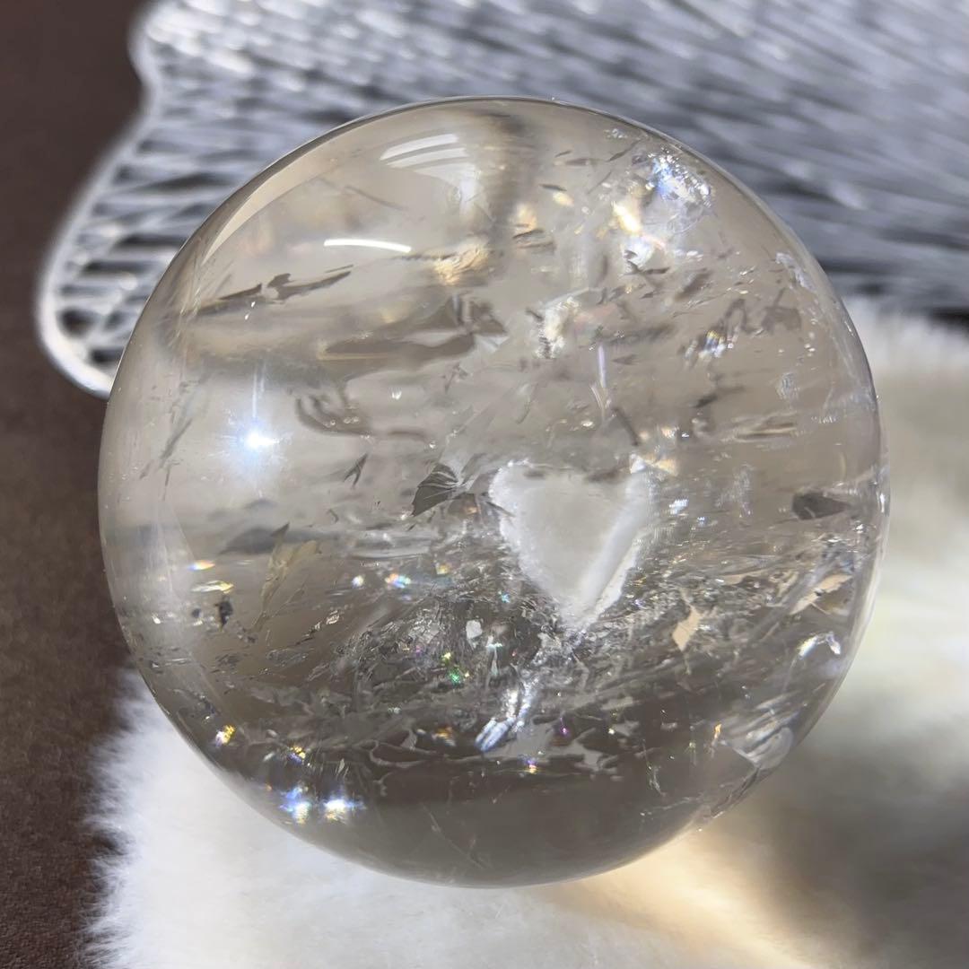 高品質 天然石 60.８mmクォーツインクォーツ スフィア 鉱物イン水晶 大