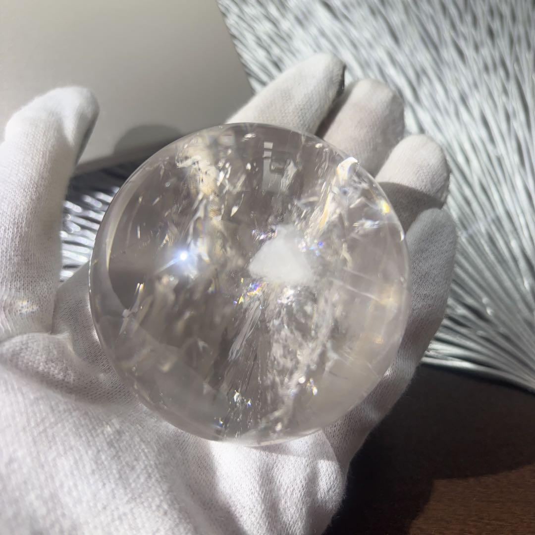 高品質 天然石 60.８mmクォーツインクォーツ スフィア 鉱物イン水晶 大