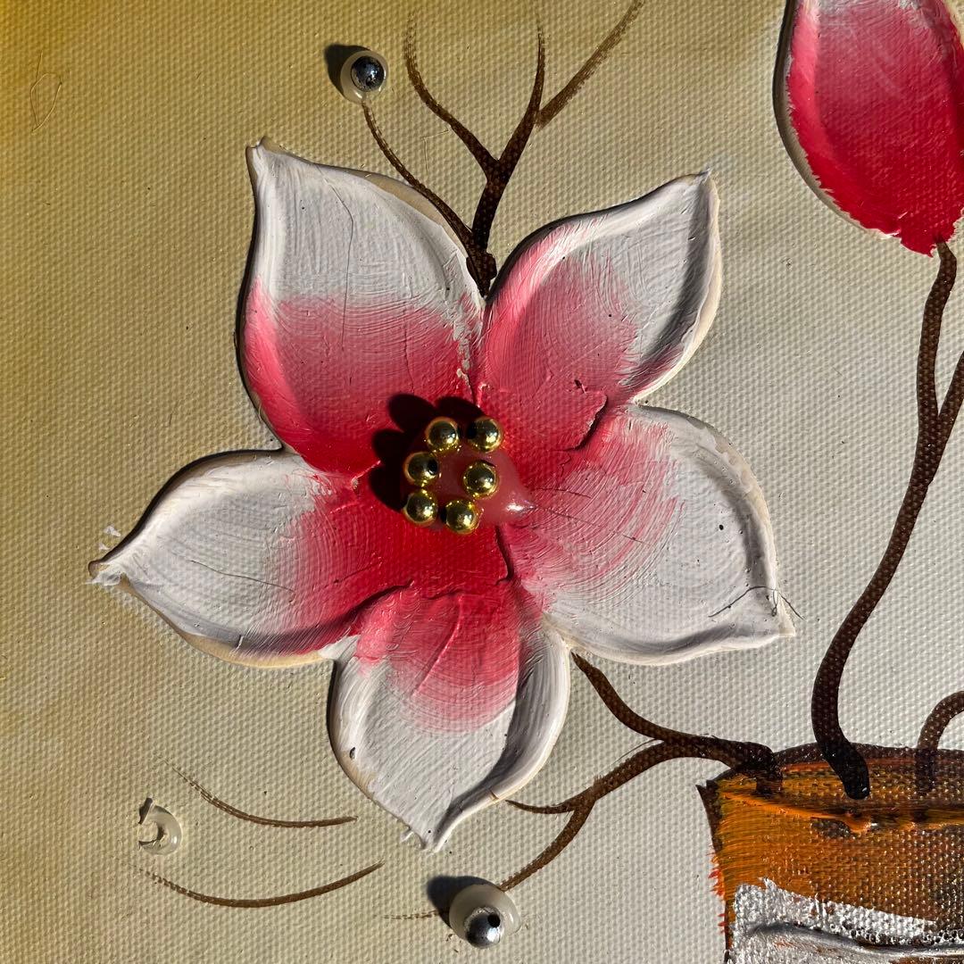 在庫処分セール★手書き油絵 花瓶の花 額付 絵画 インテリア 油彩画