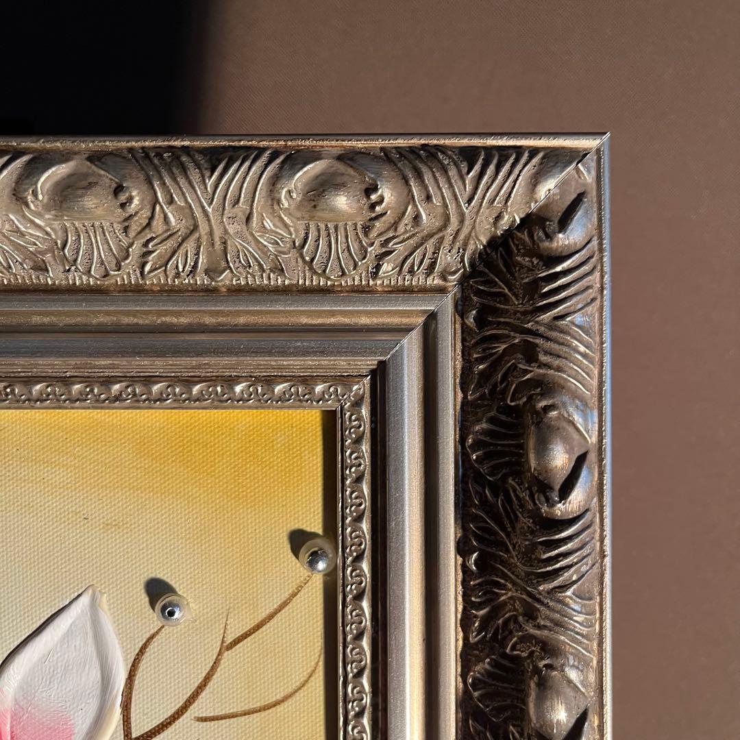 在庫処分セール★手書き油絵 花瓶の花 額付 絵画 インテリア 油彩画