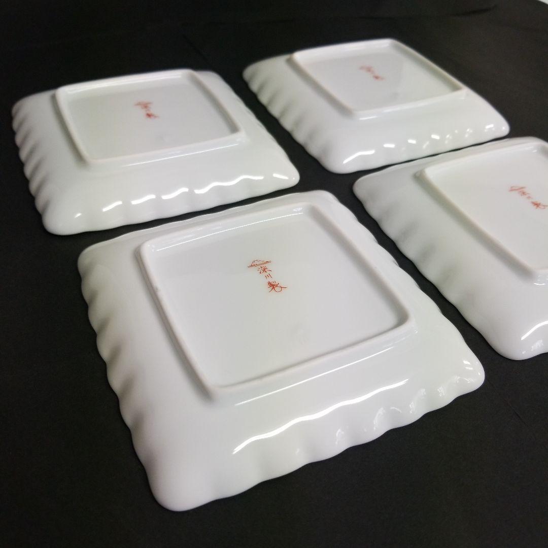 【未使用】　◆ 深川製磁 ◆　ブルーチャイナ サンドイッチトレイ　各皿4枚セット