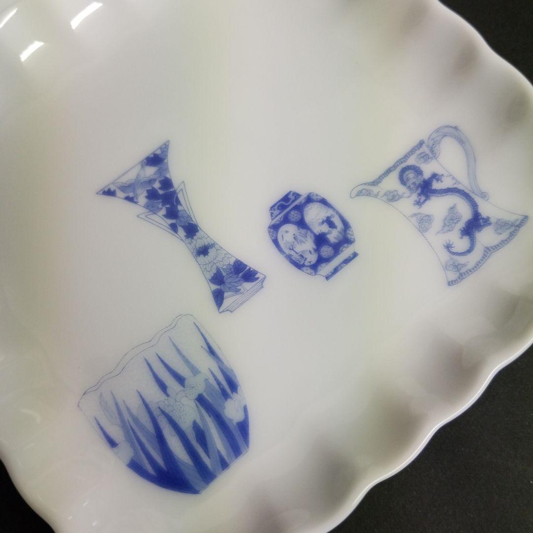 【未使用】　◆ 深川製磁 ◆　ブルーチャイナ サンドイッチトレイ　各皿4枚セット