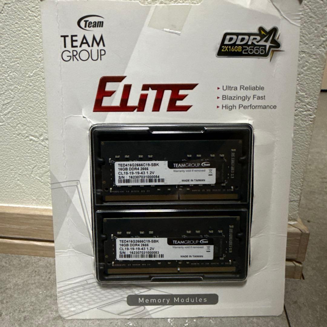 メモリー TEAM DDR4 32G(16G*2) SO-DIMM