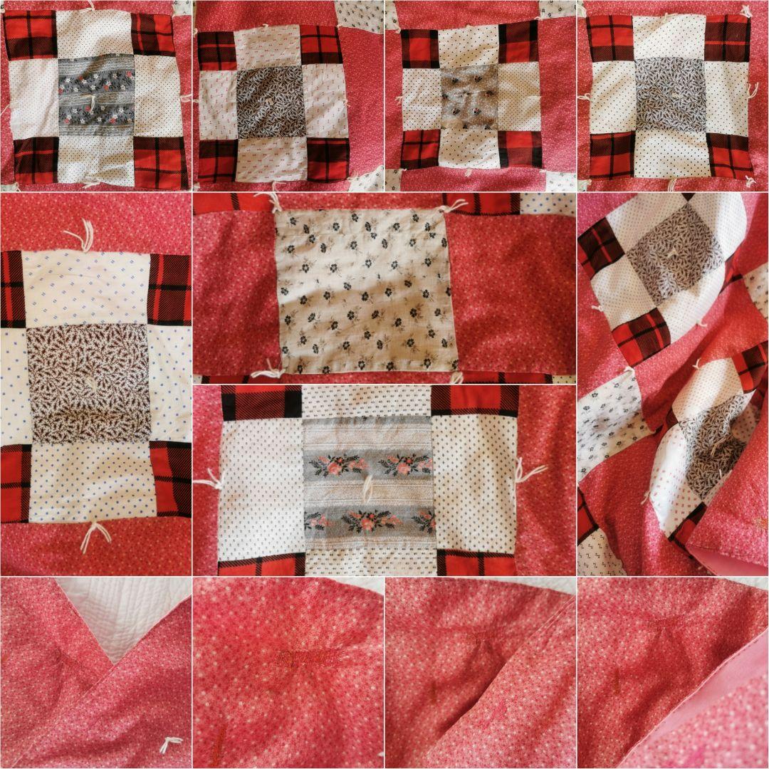 アンティーク アメリカ1870年代 更紗ファブリック パッチワーク大判キルト