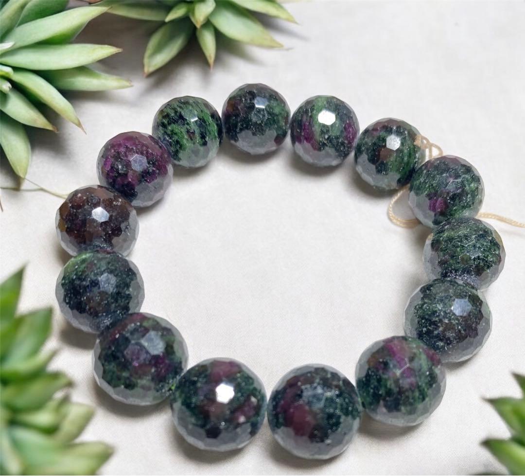 7月 誕生石 ルビーインゾイサイト 天然石 パワーストーンブレスレット