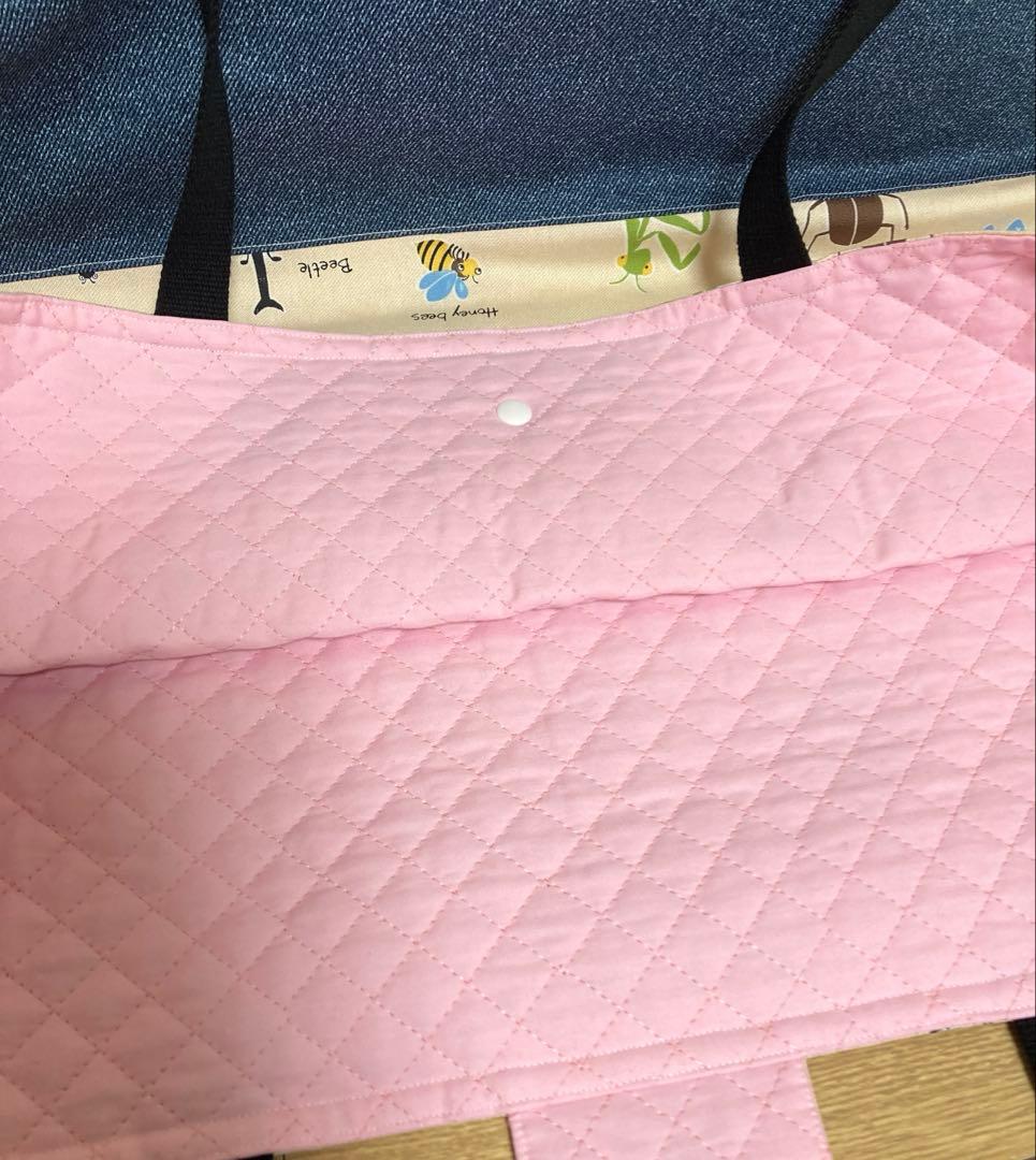 大きめレッスンバッグ さくらんぼ×くすみパープル ハンドメイド