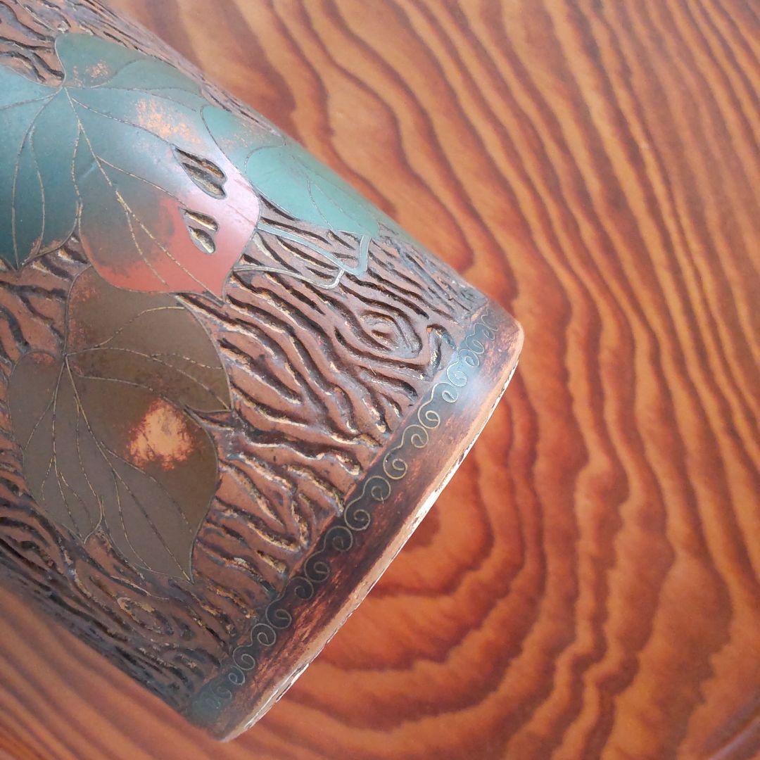 ★ 陶胎七宝 筆立て 朝顔 明治 アンティーク