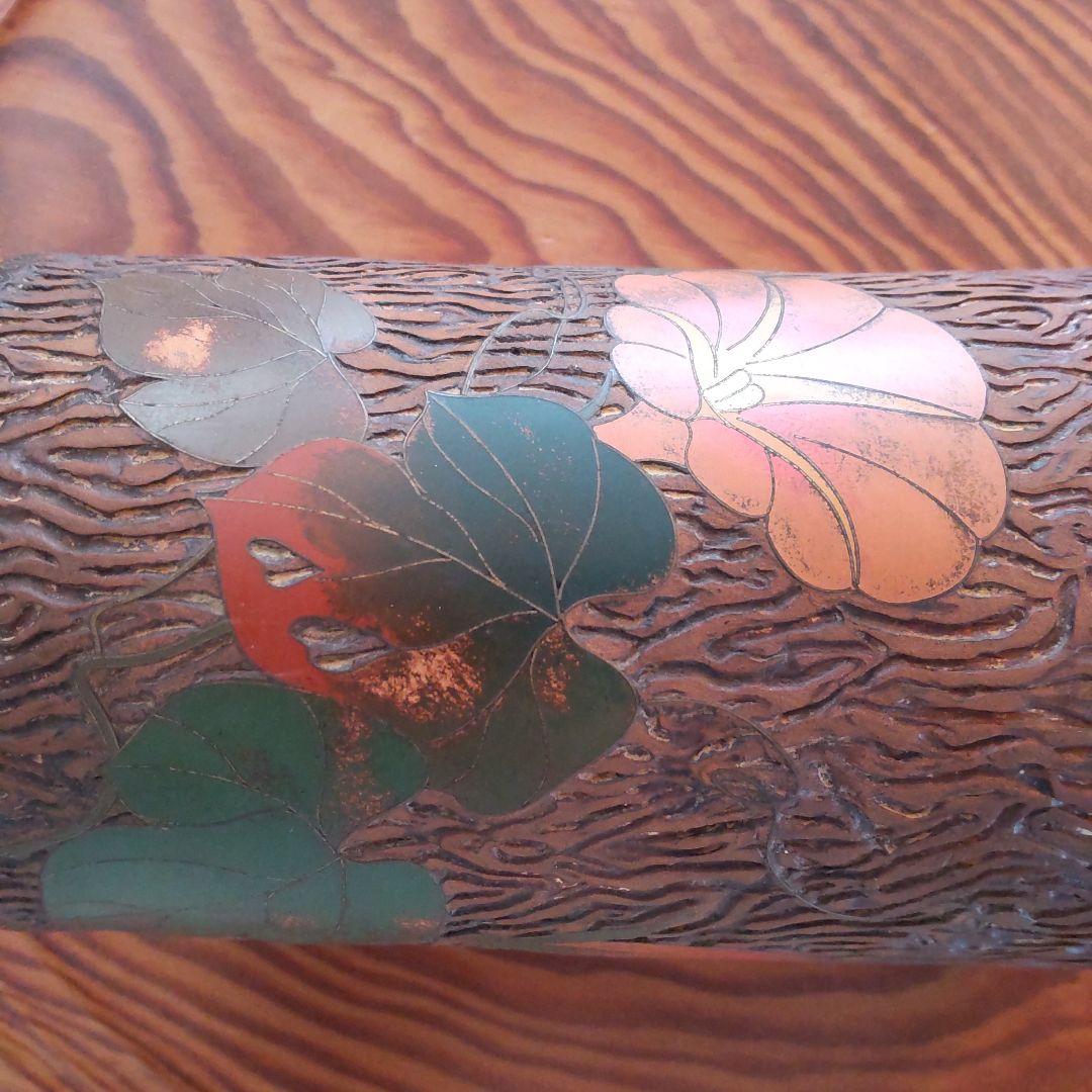 ★ 陶胎七宝 筆立て 朝顔 明治 アンティーク