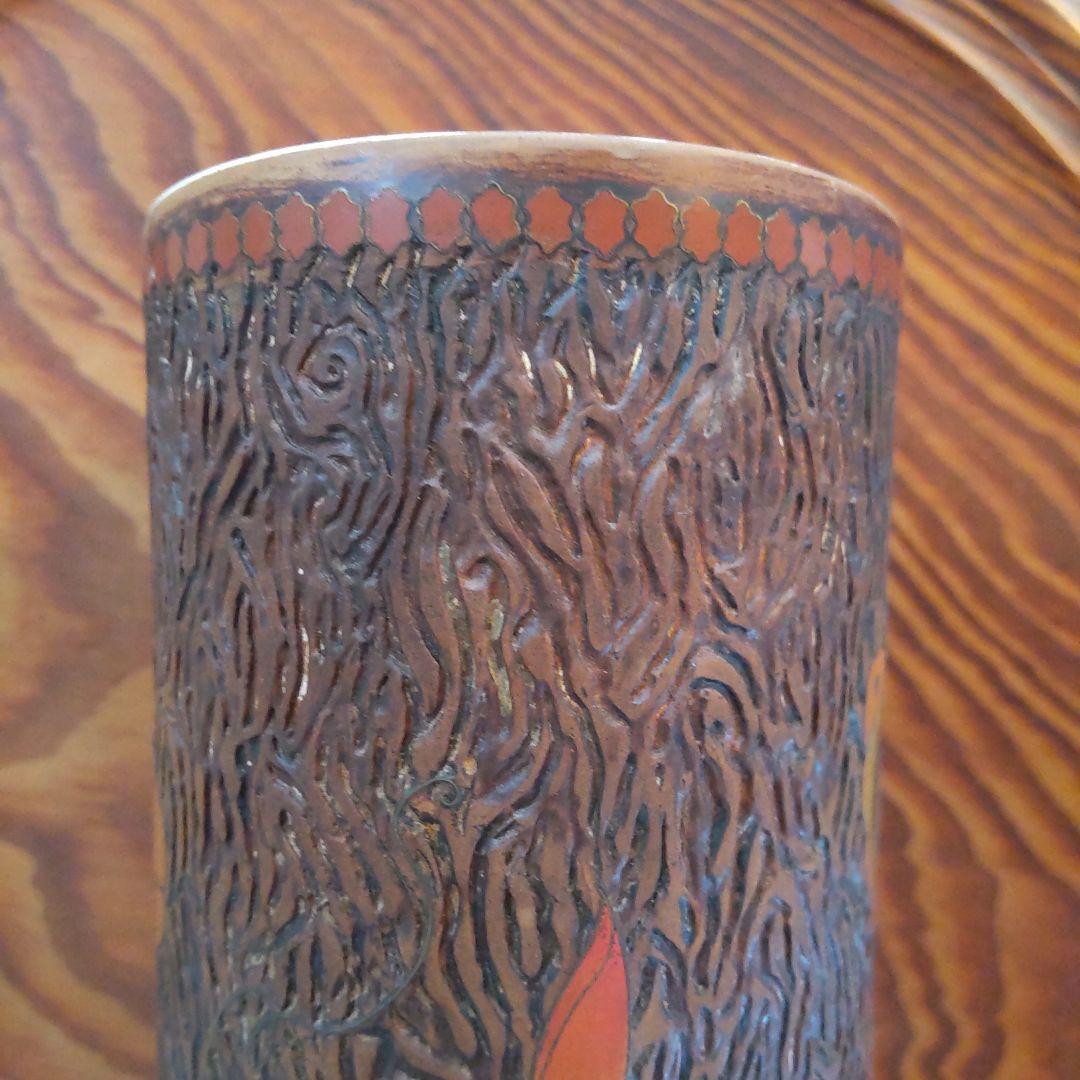 ★ 陶胎七宝 筆立て 朝顔 明治 アンティーク