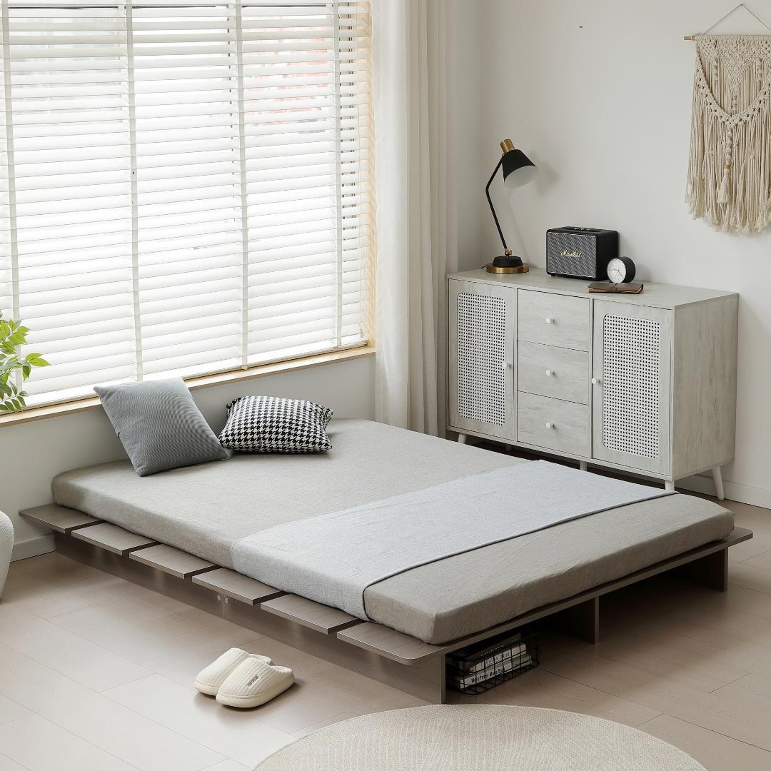 大人気！【幅120cm・S】ベッド ローベッド すのこベッド おしゃれ GRAY