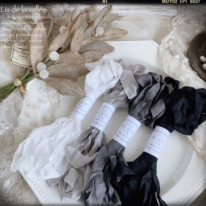 le ruban ୨୧*~ gris ~ くしゅくしゅリボン グレー №1