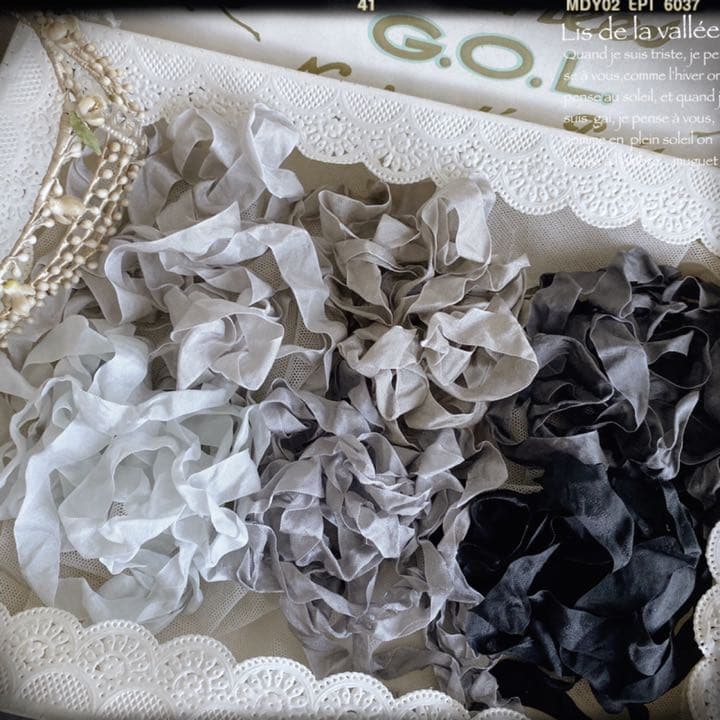 le ruban ୨୧*~ gris ~ くしゅくしゅリボン グレー №1