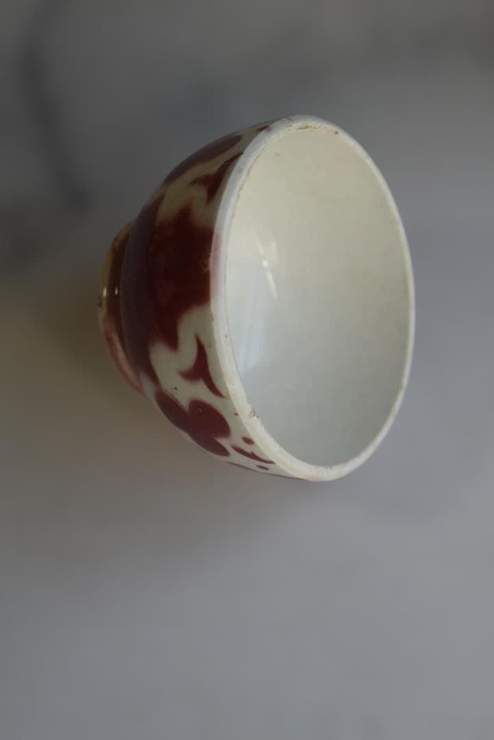 美品おままごと　6.5㎝　花カフェオレボウル　フランスアンティーク