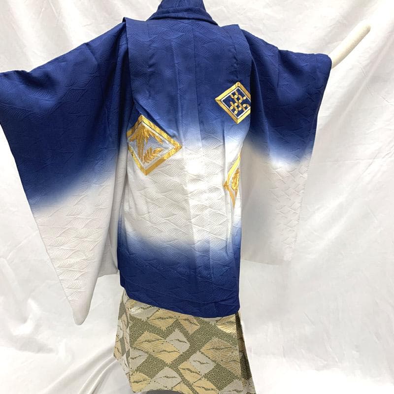 507ab44■七五三 五歳 男児 着物&羽織&袴&角帯＆小物 金駒刺繍■良好