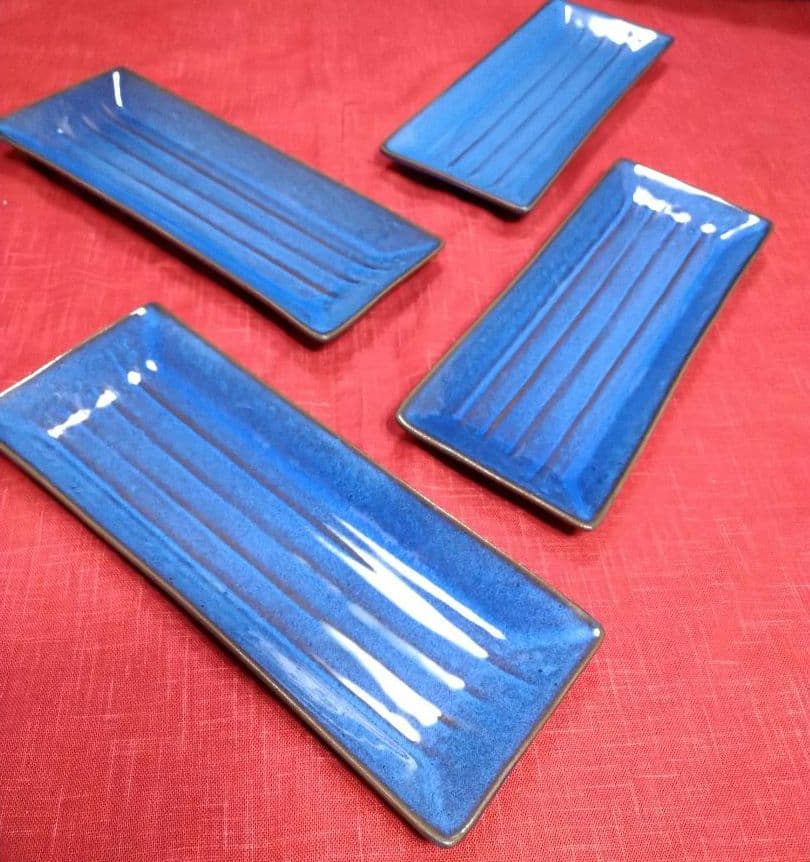 ⬛多目的ご利用可能な【有田焼】⬛【約２６cm・コバルトブルーの長中皿】５皿