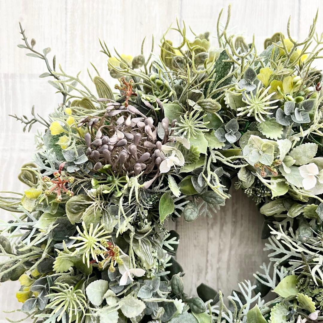 ナチュラルリース フェイクグリーン ボタニカル スモーキーグリーン 多肉植物83