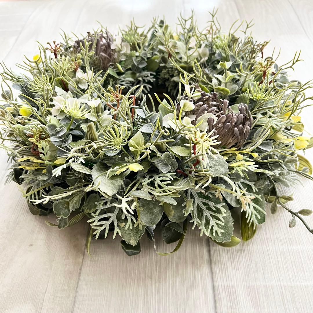 ナチュラルリース フェイクグリーン ボタニカル スモーキーグリーン 多肉植物83