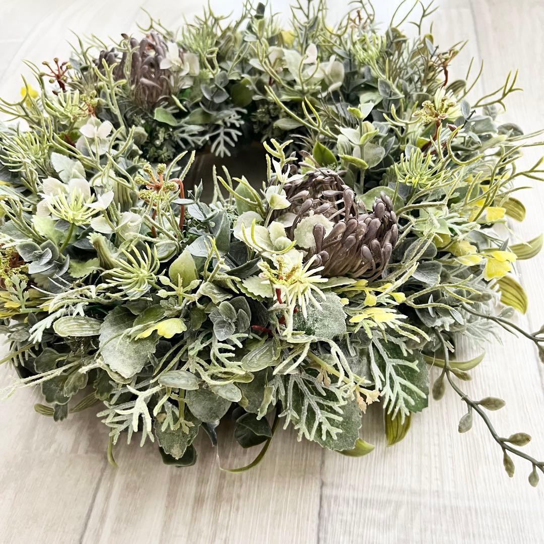 ナチュラルリース フェイクグリーン ボタニカル スモーキーグリーン 多肉植物83