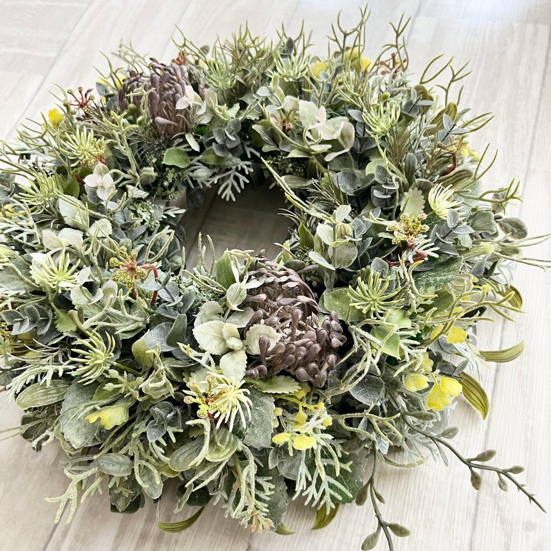 ナチュラルリース フェイクグリーン ボタニカル スモーキーグリーン 多肉植物83