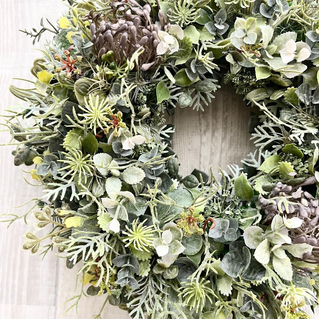 ナチュラルリース フェイクグリーン ボタニカル スモーキーグリーン 多肉植物83