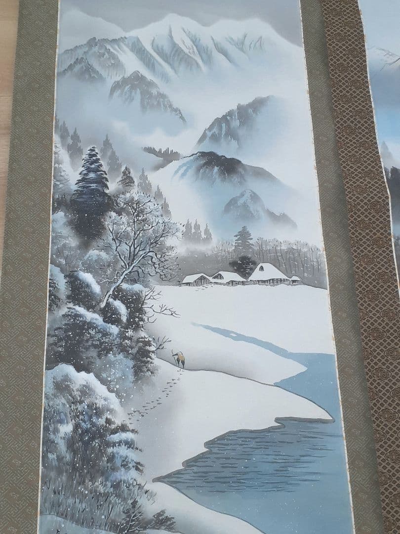 葛谷聖山　春夏秋冬 四季山水図　肉筆絹本　四幅掛軸　共箱　美品