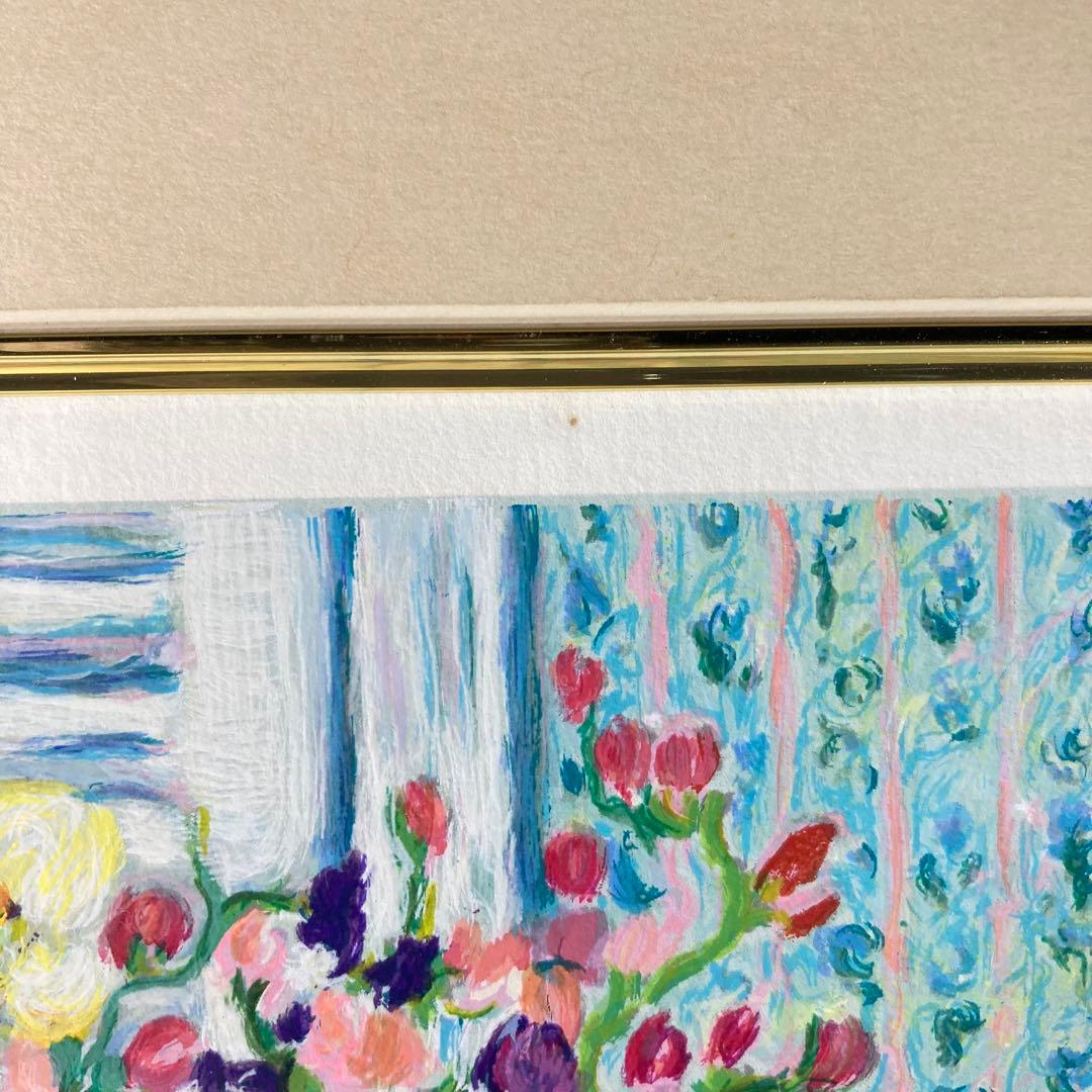 【真作保証】レスリー・セイヤー「花」シルクスクリーン 直筆サイン 版画