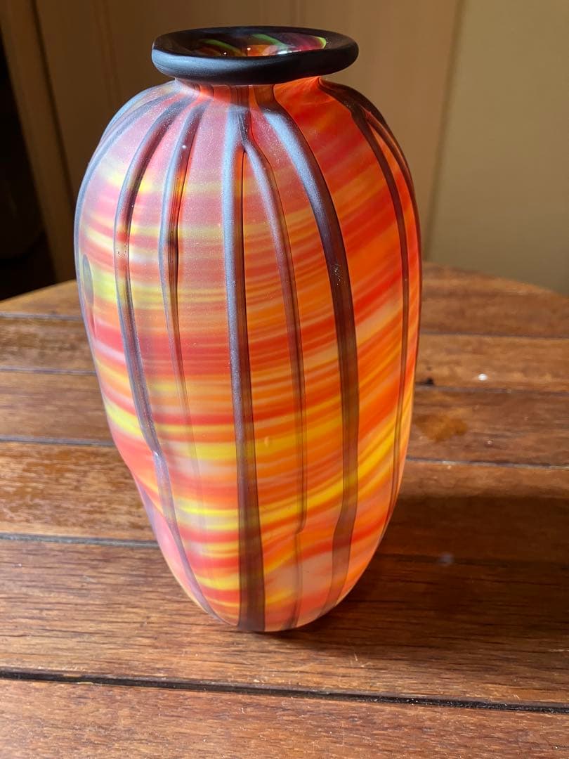 フラワーベース　ガラス　作家物　ビンテージ　花瓶　花器　オブジェ　工芸