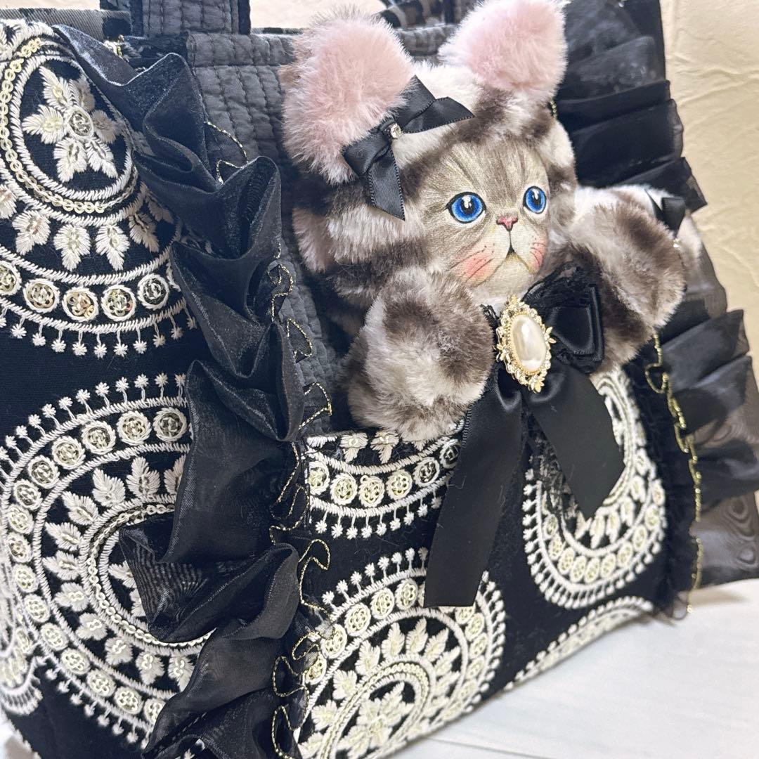 灰*猿様 コヤンイサムチュン♡上品インド刺繍×ヌビ！ルミちゃんのフリルトートバッ