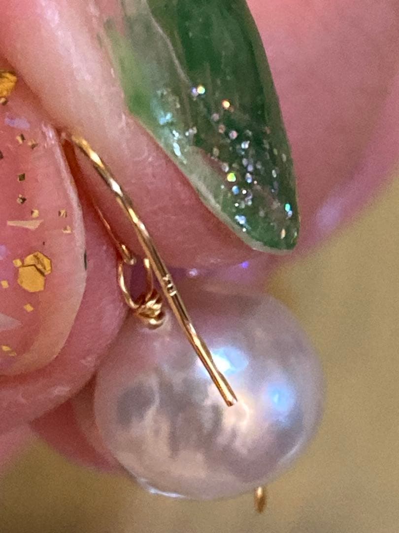 K18 腰物あこやパールピアス 大きめ