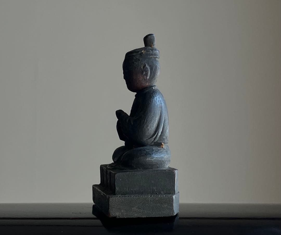 【眼光古格なる 木彫天神像 約8㎝ 江戸後期頃 陰陽道 民間信仰】郷土玩具仏像