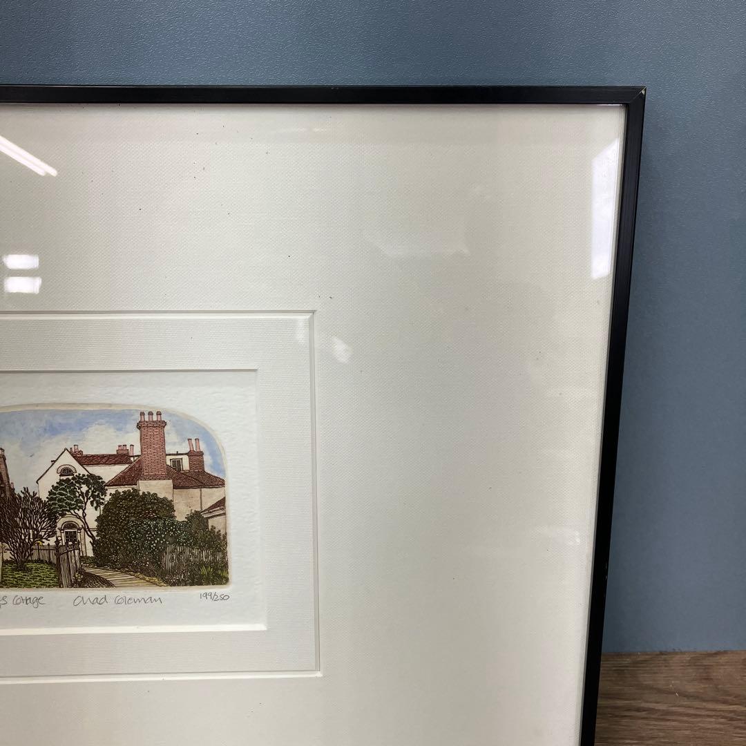 真作 チャド・コールマン 銅版画 動版十手彩 エッチング 絵画 額装 額縁