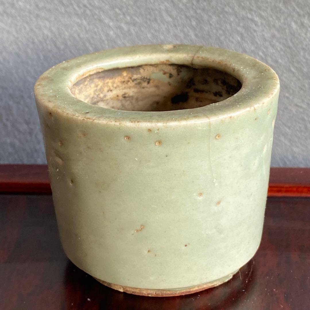 青磁２個セット　砧青磁小壺　龍泉窯　中国宋時代　青磁香炉　砧手
