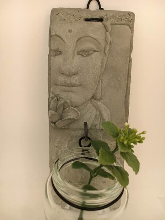 セメント 仏陀 壁掛け 花瓶 一輪挿し キャンドルホルダー