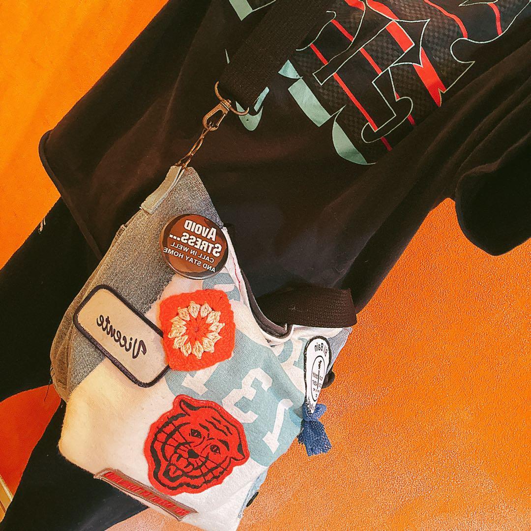 ハンドメイド トートバッグ デニムリメイク ショルダー加工✩.*˚