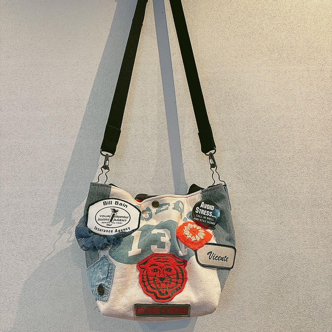 ハンドメイド トートバッグ デニムリメイク ショルダー加工✩.*˚