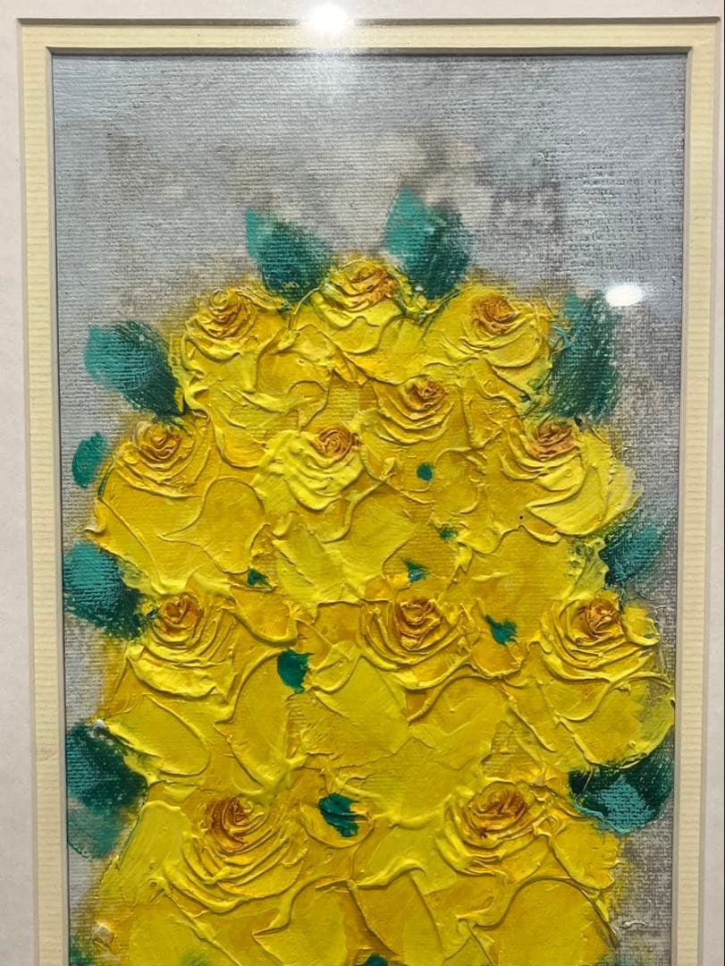 【送料込み】李松子　美術品　アート　絵画　フラワーアート　花絵