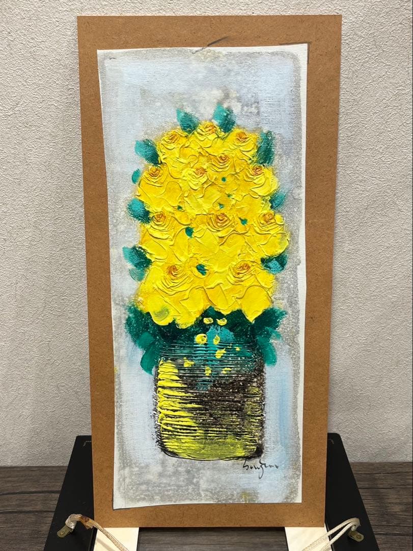 【送料込み】李松子　美術品　アート　絵画　フラワーアート　花絵