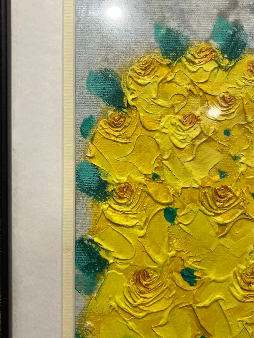 【送料込み】李松子　美術品　アート　絵画　フラワーアート　花絵