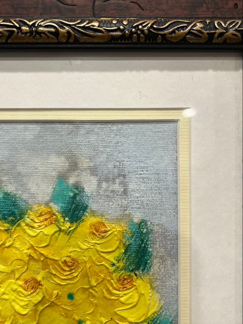 【送料込み】李松子　美術品　アート　絵画　フラワーアート　花絵