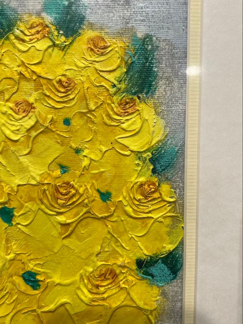 【送料込み】李松子　美術品　アート　絵画　フラワーアート　花絵